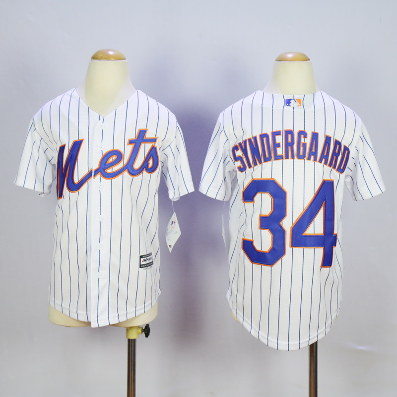 Youth New York Mets #34 Syndergaard White MLB Jerseys->youth mlb jersey->Youth Jersey